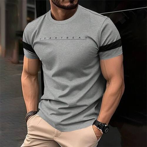 Simple Fashion Letters Striped Graphic T Shirts For Men Tren