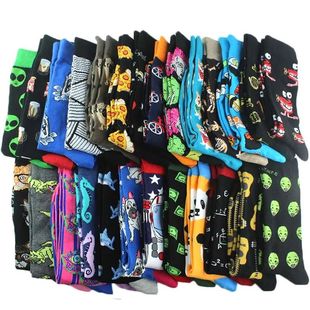 Socks Men Crazy Happy Design Shark Funny Planet Cotton Alien
