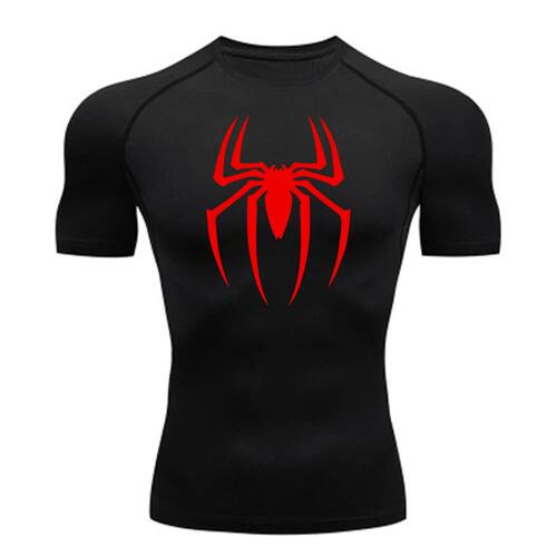 2024Men's Spider Print Compression Shirt, Quick Dry T-Shirt,