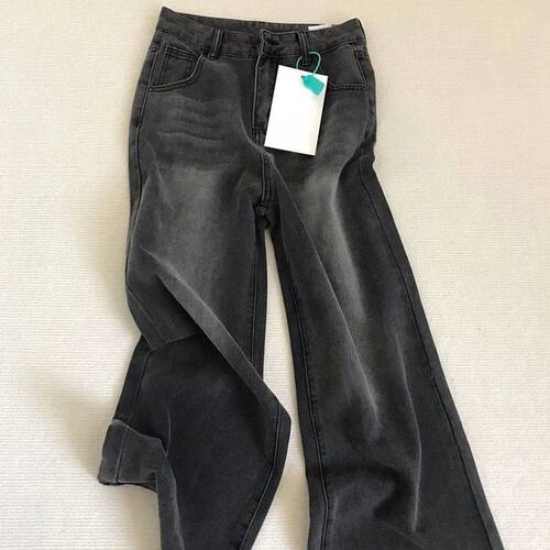 Lady Retro Black Gray High Waist Jeans Pants Women Fashion S