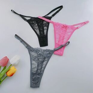 3Pcs Lace Thongs Women Lace Low Waist Panties Sexy Transpare