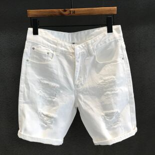 Ripped Denim Straight Quart Quality Summer High Men Shorts