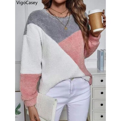 VigoCasey 2025 Autumn Winter Long Sleeve Pullover Women O Ne