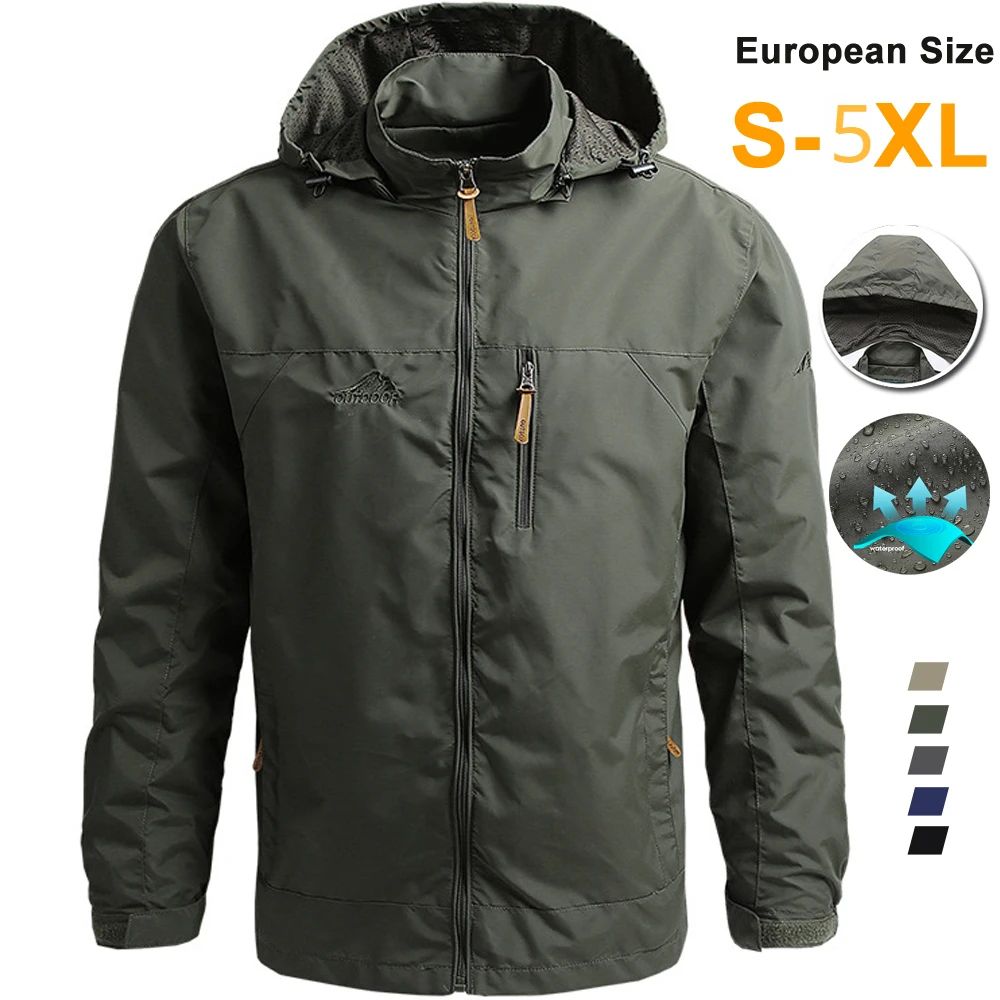 Windbreaker Men Tactical Jacket Waterproof Outdoor Hooded Co