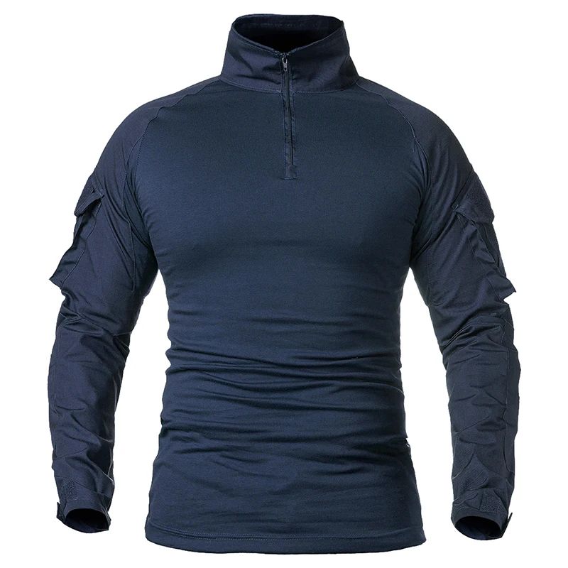 Men's Long Sleeve Combat Shirt 1/4 Zipper Ripstop Cotton Tac