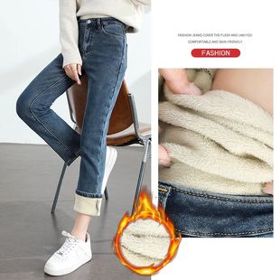 Fleece Warm Thickened Com Elastic Winter Retro Women Jeans