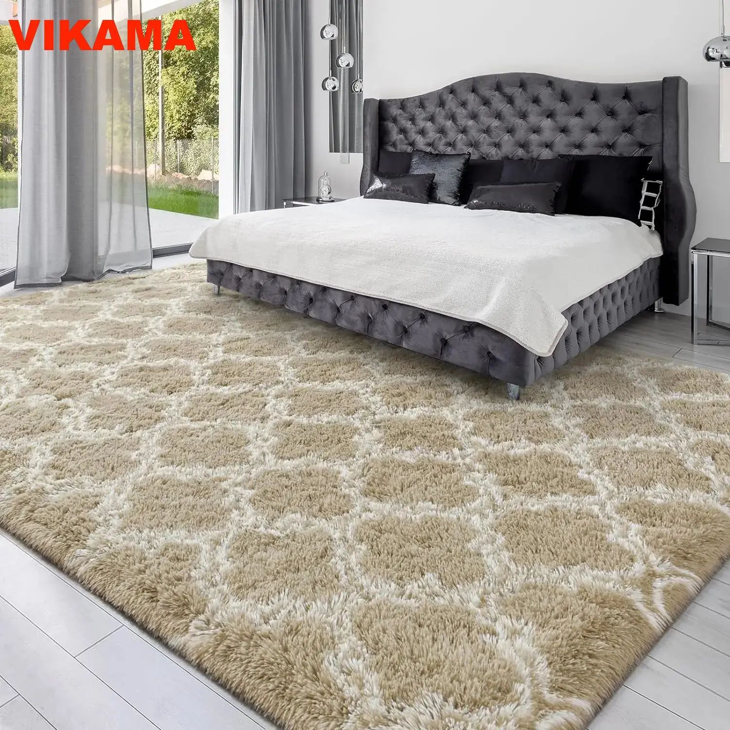 VIKAMA Geometric Plush Carpet Large Area Living Room Decorat