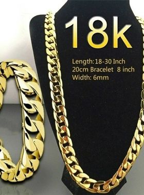 Men 18K Gold Necklace Fashion Men 18K Gold Necklace Cuban Ch