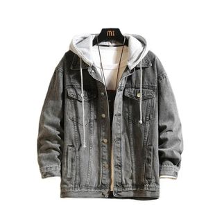 Hooded Casual Jean Denim Streetwear Men Jackets Jacket