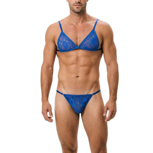 Men's Sexy Lace Bra Panties See Through Sissy Crossdressing