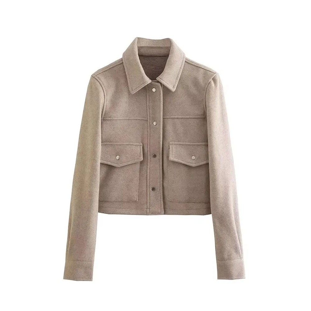 HH Jackets For Womens Autumn Fashion Solid Front Pockets But图片