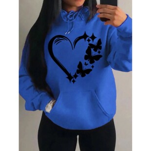 Combination Of Love And Butterfly  Pattern Hoody Women Hip H