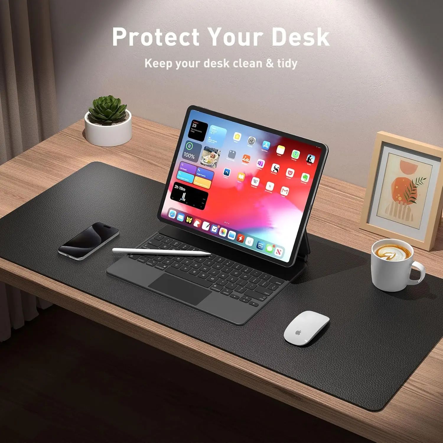 Mouse Pad Large Office Desk Mat ,Waterproof PU Leather Deskt