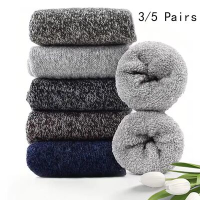 3/5 Pairs Of Thick Woolen Socks For Men, Autumn And Winter S