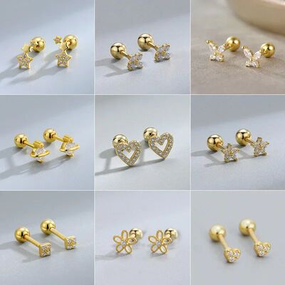 New Fashion Heart Stud Earrings for Women Hypoallergenic Scr