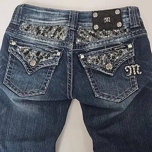 Gothic Womens Jeans Y2K Clothes Harajuku Hip Hop Pocket Embr