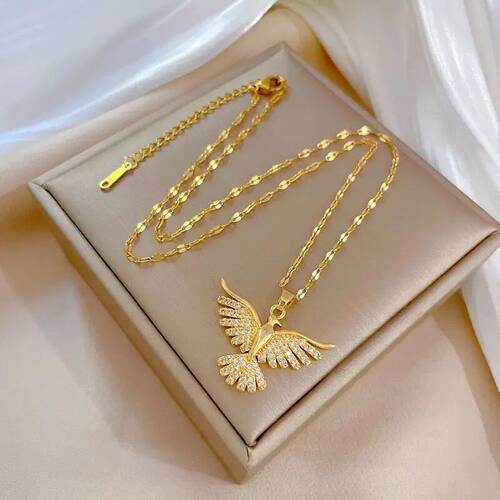 New Sparkly 18K Gold Plated Vintage Phoenix Pendant Necklace