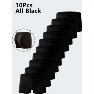 10PCS Men's Underwear Black Color Men Underpant High Stretch