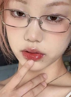 Y2K Harajuku Small Square Frame Glasses Women Retro Metal Ey