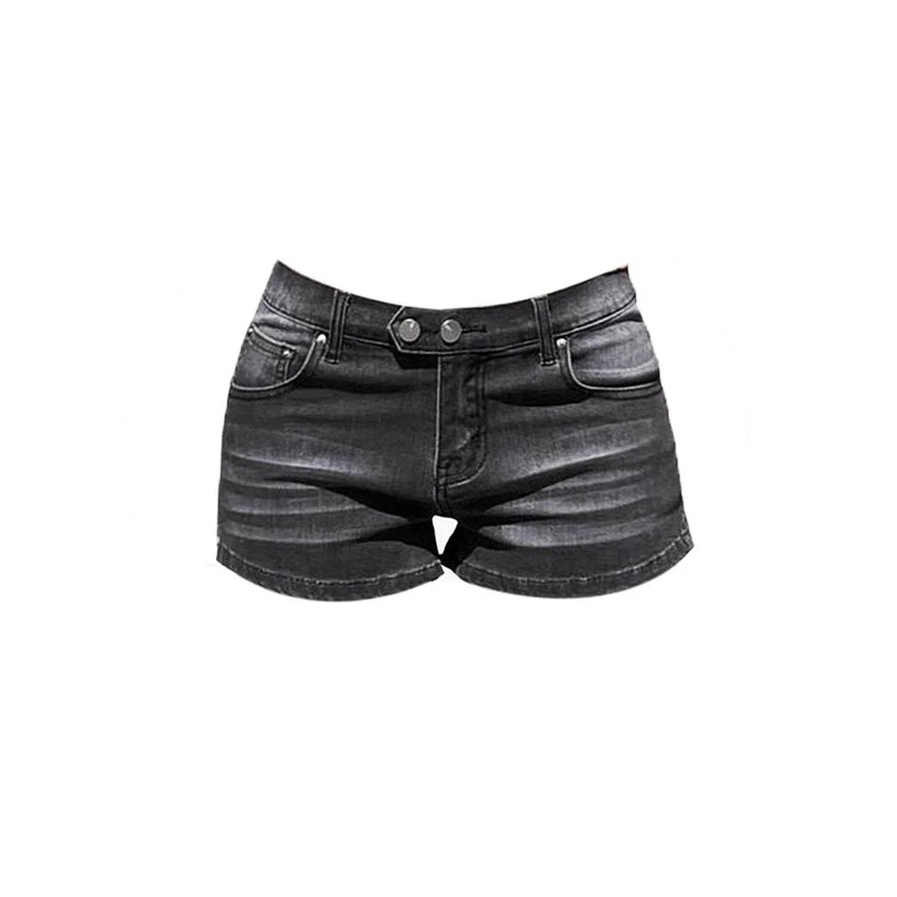 Women's Grey Denim Shorts Low Waist Mini Jeans Shorts 2000s图片