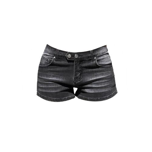 Women's Grey Denim Shorts Low Waist Mini Jeans Shorts 2000s