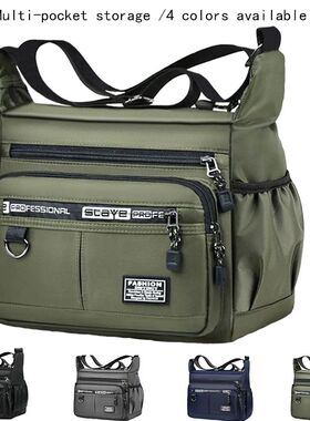 Men's cross-body bag with multi-layered pockets, adjustable