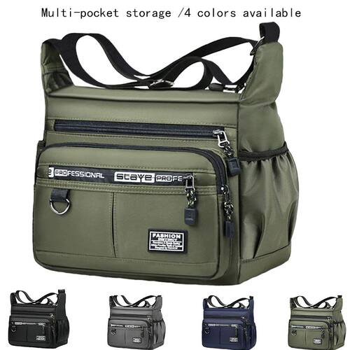 Men's cross-body bag with multi-layered pockets, adjustable