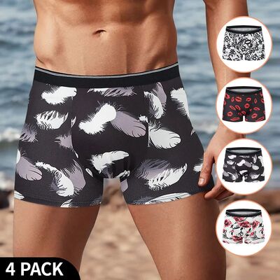 4 Pieces European and American Size MEN'S FASHION Printed Bo