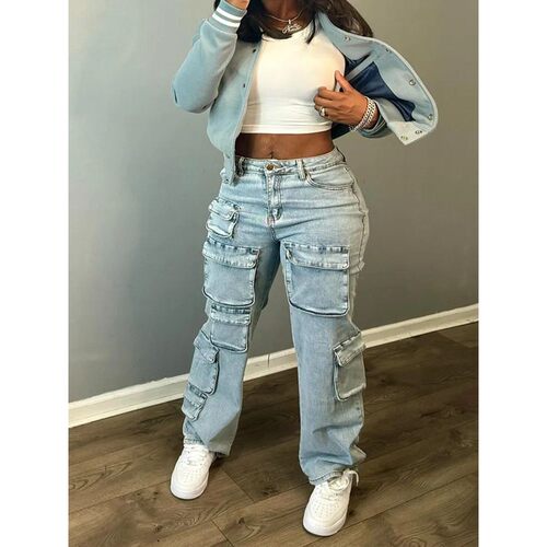 BKLD New Women Clothing Sexy Streetwear Pockes Cargo Pants E