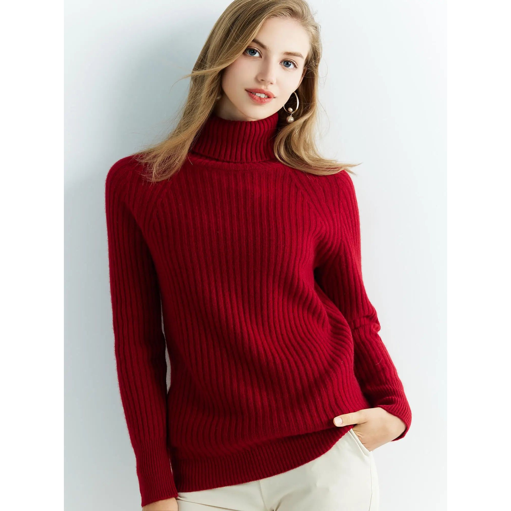 Cashmere Wool Sweater Women's Knitted Sweaters 100% Merino W