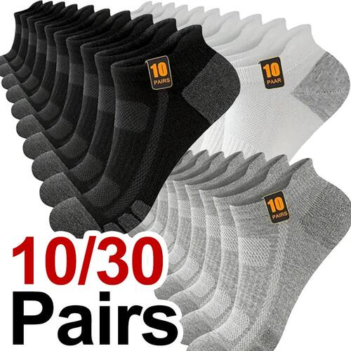 10/30 Pairs Men Women Low Cut Sports Socks Reinforced Wear-R