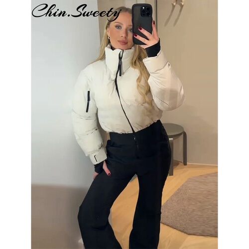 Street Ski Jumpsuits Women Fashion Long Sleeve Stand Collar