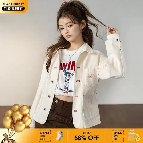 Maden New Vintage White Denim Coat 11.2OZ Turn-down Collar J