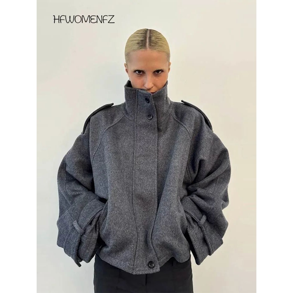 Casual Solid Loose Jackets Women Fashion Full Sleeve Single图片