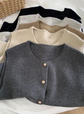 Women Sweater Vest Gold Button Up Waistcoat Soft Knitted Sle
