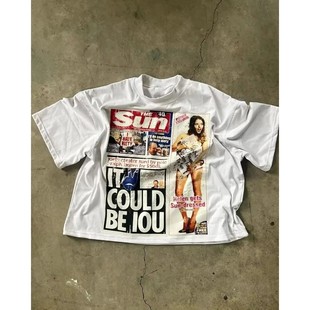 Summer American Alphabet Print Graphic T-shirt Y2k Top Overs