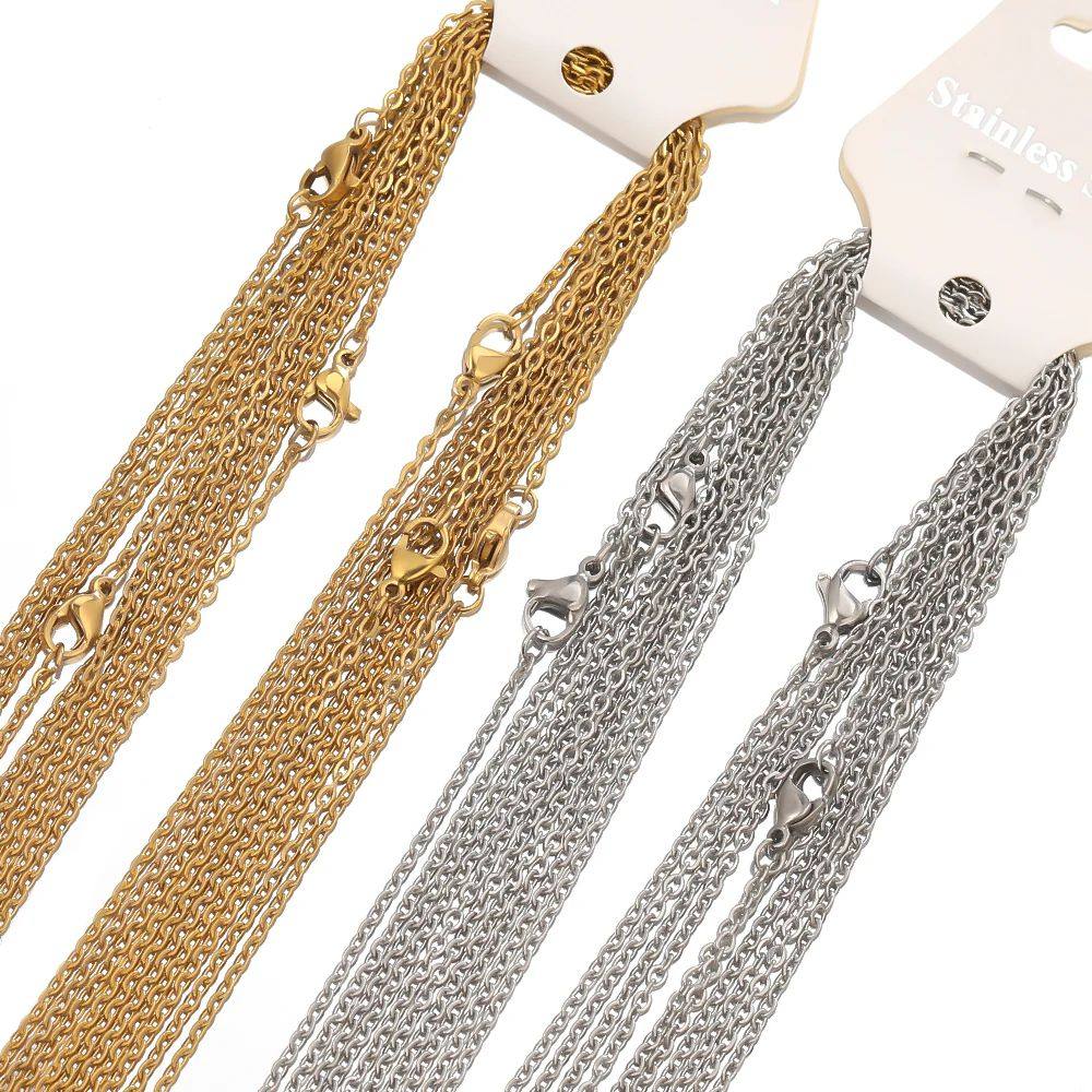 10Pcs/lot  50cm Stainless Steel Link Chains Necklaces Cuban