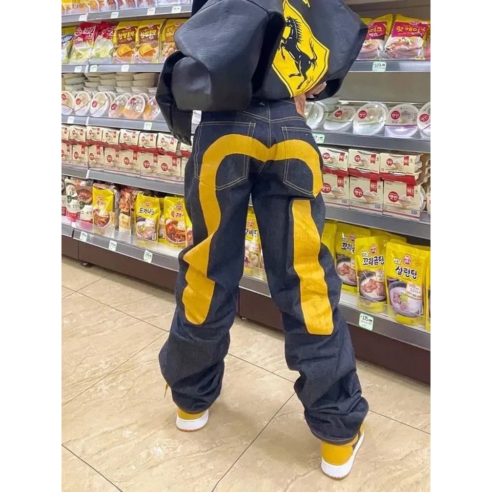 Jeans Women Gothic Y2K Retro Streetwear Black Cargo Punk Vin图片