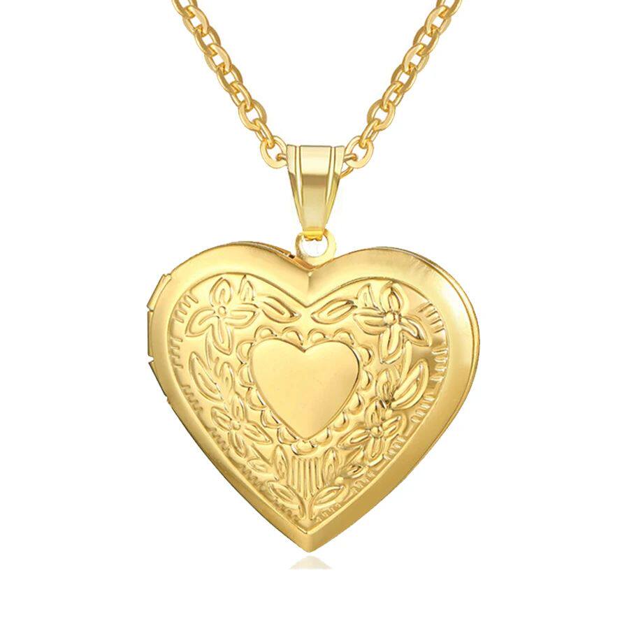 Romantic Heart Locket Pendants Female Gold Silver Color Stai