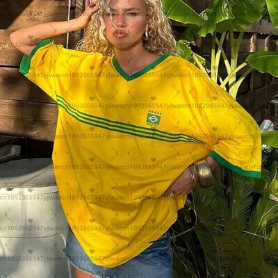 26 Y2k Brazil Graphics Printed Retro Women Crop Top jersey T