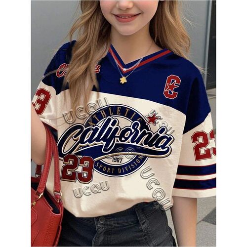 California 23 Print Letter Football Jersey Women'S T-Shirt L