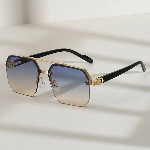 Men's Metal Sunglasses Square Half Frame Rice Nails Casual T