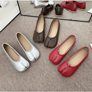 Japanese Style Tabi Ninja Shoes Women Cozy Leather Flats Spl