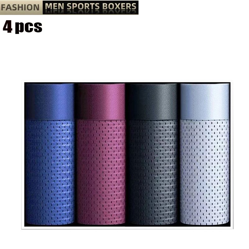 4pcs/lot Men's Underwear Men Boxer Shorts Ice Silk Mesh Boxe