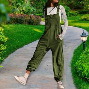 Women Dungarees Stylish Cargo Jumpsuit with Zipper Pockets f