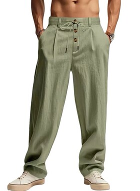 New men's cotton and linen casual breathable pants, fashiona