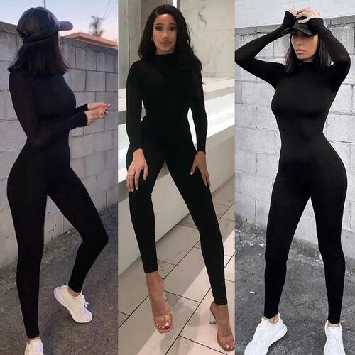 2025 Fall Women Sexy Jumpsuit Streetwear Long Sleeve Bodycon