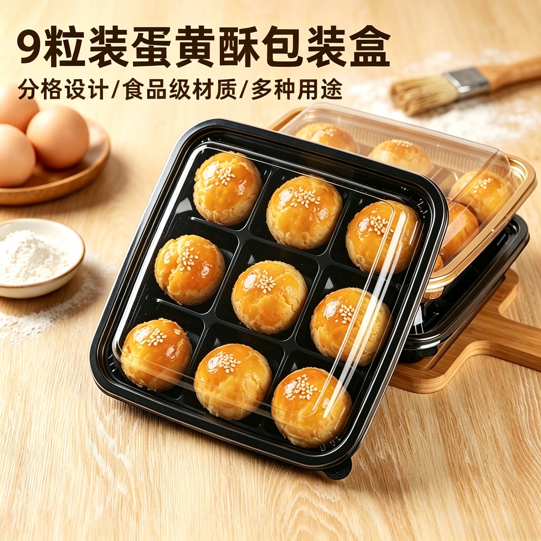 中秋9粒装蛋黄酥包装盒九宫格烘焙甜品糕点盒子爆浆麻薯球西点盒图片