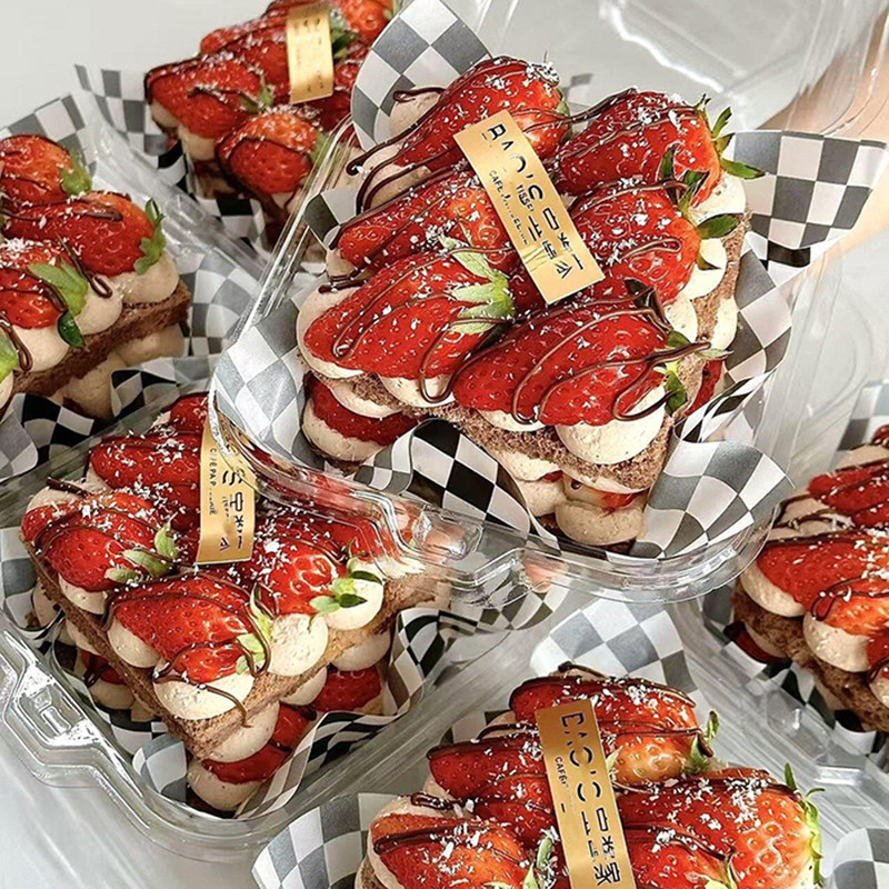 草莓黑森林便当蛋糕包装盒提拉米苏小蛋糕切块盒子透明翻盖打包盒,厨房/烹饪用具,点心包装盒/包装袋,淘宝优惠券,粉丝福利购,淘宝优惠卷