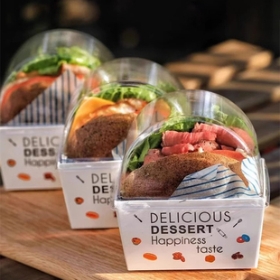 韩式透明盖三明治包装盒厚蛋烧吐司甜甜圈汉堡早餐加厚打包纸盒子